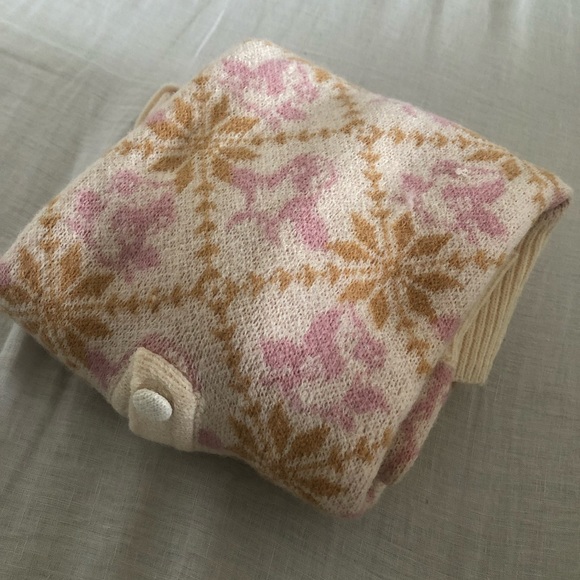 🐮 Cow Pattern Polo Mohair-like Sweater Pink and Cream - Picture 7 of 7